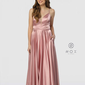 NEW ROSE COLOR V-Neckline Sleeveless Long Prom Dress A180